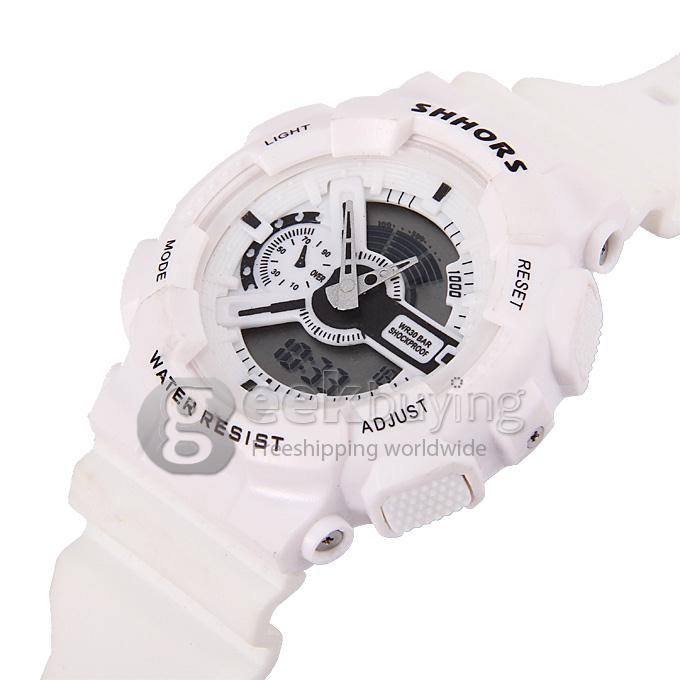 SHHORS SH-692B Unisex Fashion Sport Analog-Digital Quartz Wrist Watch - White
