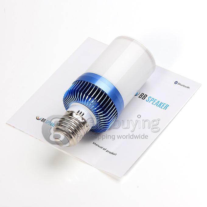 BB Speaker Wireless Bluetooth 4.0 E27 LED Light Lamp Bulb Speaker Music Playing Answer Call with Warm Light - Blue