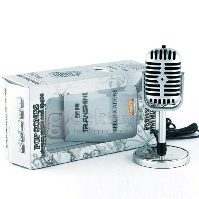 PC-058 Plastic Classic Style 3.5mm Standing Microphone (2.2M-Cable) - Silver
