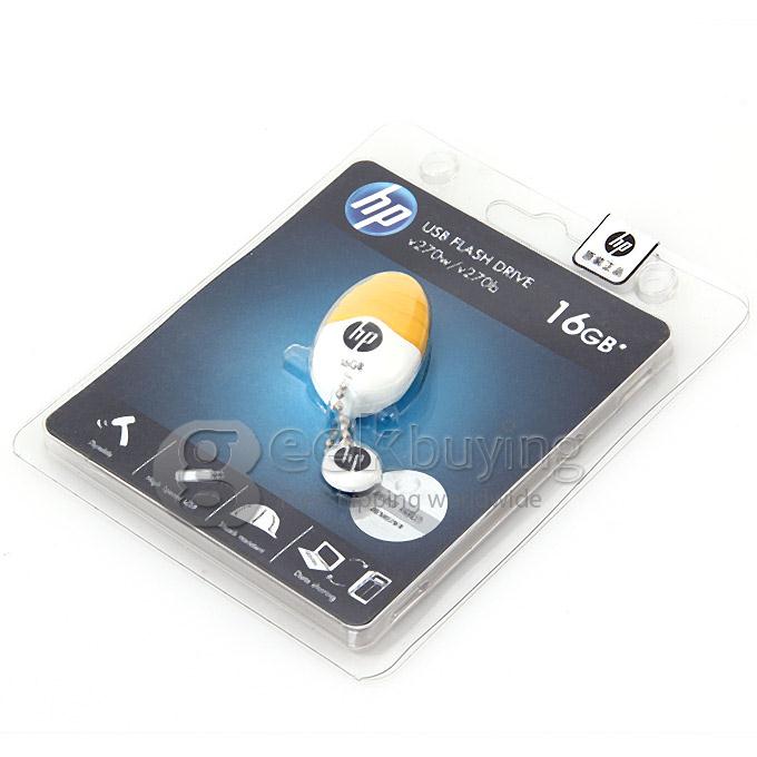 HP V270 Egg Shape 16GB USB 2.0 High Speed Flash Drive U Disk Memory Stick USB Drive with Keychain - Yellow + White