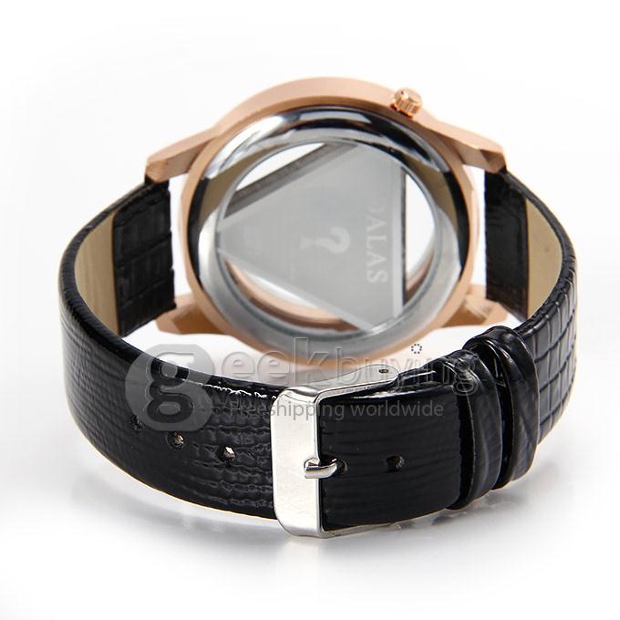 DALAS Women's Lady Style Casual Leather Strap Analog Quartz Wrist Watch - Black