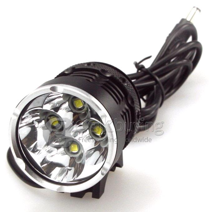 Dark Knight K4P Cree 4×T6 4800LM Bicycle Lighting & Head Lighting & Sport LED Flashlight with Battery Pack - Black + Silver