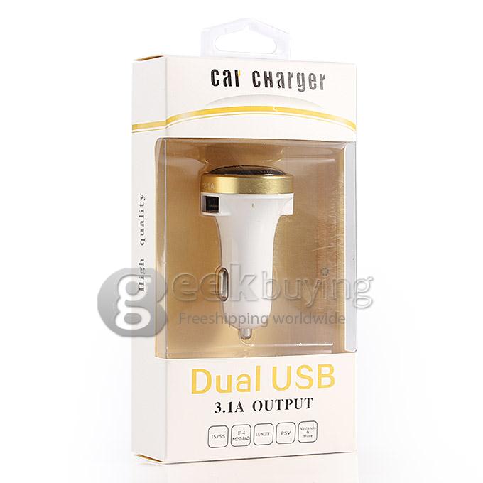 ES-05 Universal Dual USB 2 Port 3.1A Car Charger Adapter for iPhone 6 Plus Samsung Galaxy Cellphone Tablet GPS iPhone 6s plus - Golden