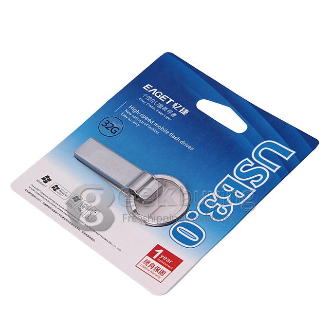 Eaget U90 USB 3.0 32GB Super Speed USB Flash Drive U Disk USB Memory Stick USB Pen Drive with Keychain - Silver
