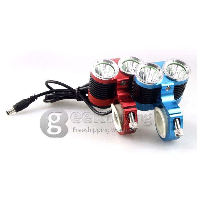 Dark Knight K2C Cree T6 x 2 2400LM Bicycle Lighting Outdoor LED Flashlight with Battery Pack - Red