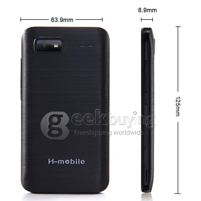 H-mobile F1 MTK6572 Dual Core 1.0GHz Smartphone 3.5Inch 2.0MP Android 4.2 OS Bluetooth WIFI with Leather Sheath - Black