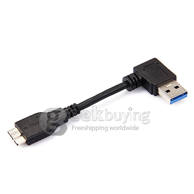 90 Degrees USB 3.0 Male to Micro B USB 3.0 Cable OD=4MM L=6CM - Black