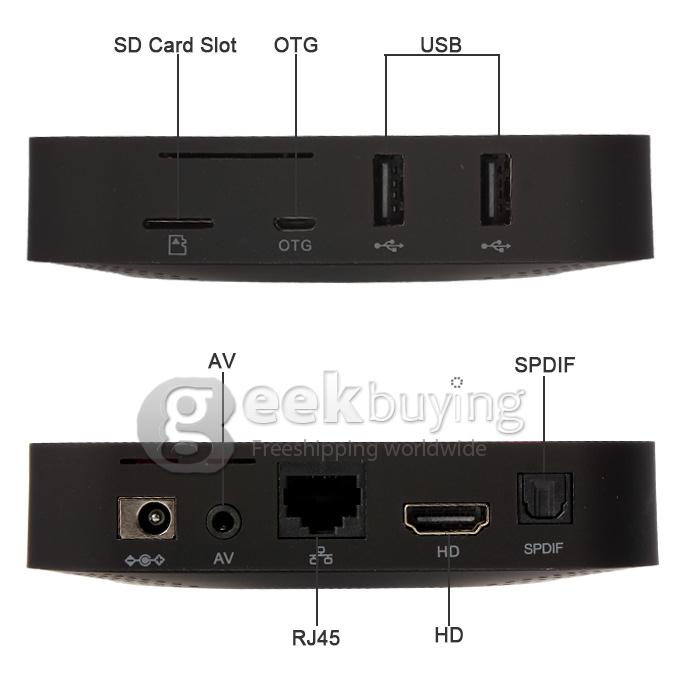 MXQ Amlogic S805 Quad Core 1.5GHz Android 4.4 Mini TV Box HDMI HDD Player 1G/8G WIFI Miracast DLNA H.265/HEVC - Black