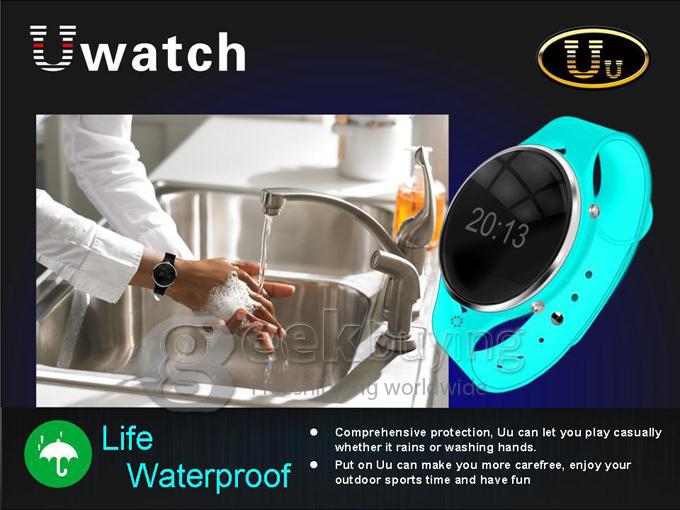 Uwatch Uu Waterproof Smart Bluetooth Watch Pedometer Multimedia Anti-lost Remote Capture for Voice Calls - Blue
