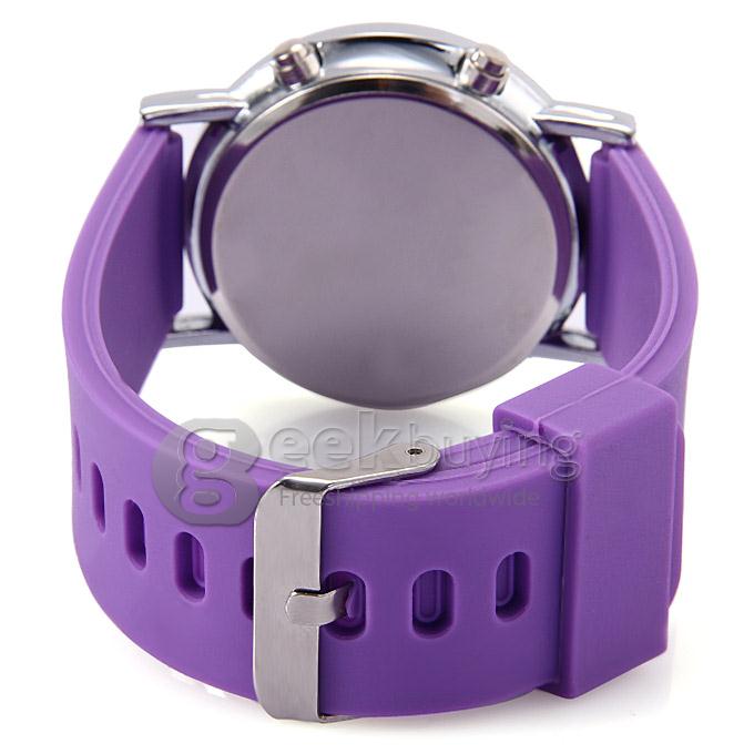 Fashion Unisex Colorful Silicone Strap LED Digital Wrist Watch - Purple