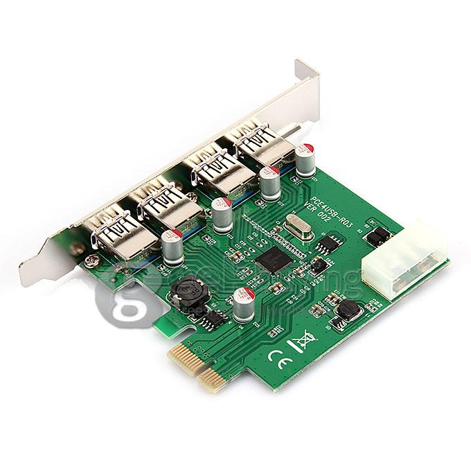 PCI-E Slot Card to USB 3.0 Hub Adapter Converter Female*4 - Black
