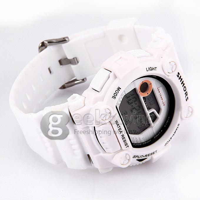 SHHORS SH-697 Unisex Fashion Sport LED Analog-Digital Quartz Wrist Watch - White