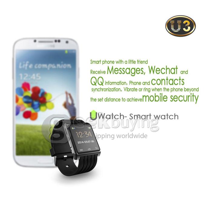 U3 Fashion Smart Bluetooth 4.0 Watch Remote Camera Pedometer Anti Lost Men Women for iPhone Galaxy - Black