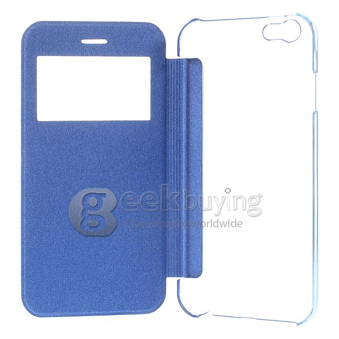Brand View Window Front PU + Back PC Folio Leather Cover for iPhone 6 4.7 inch - Blue