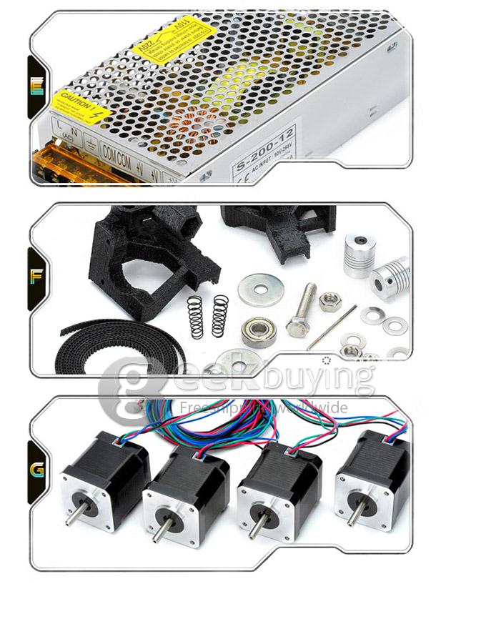 US Plug Open Heacent 3DP04 RepRap Prusa Mendel DIY 3D Printer DIY Full Assembly Kit /0.4mm Nozzle /1.75mm Filament