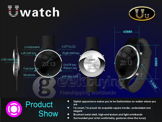 Uwatch Uu Waterproof Smart Bluetooth Watch Pedometer Multimedia Anti-lost Remote Capture for Voice Calls - White