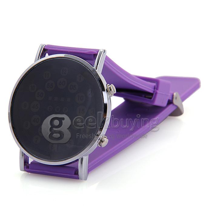 Fashion Unisex Colorful Silicone Strap LED Digital Wrist Watch - Purple