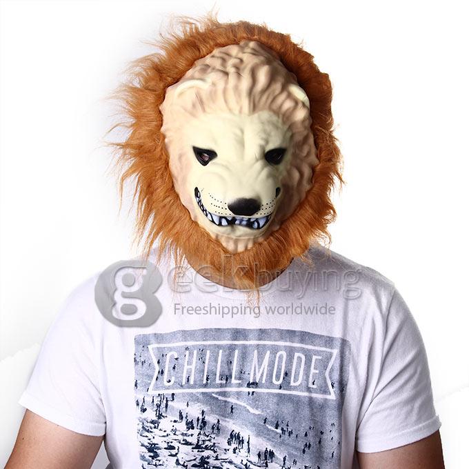 Halloween Themed Soft EVA Lion Mask Trick Toy Horror Props for Fancy Ball and Parties - Yellow