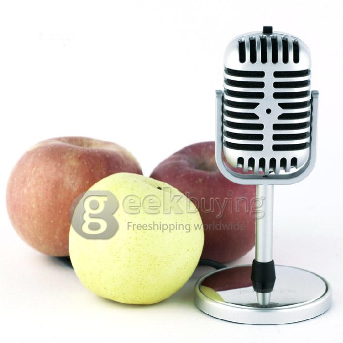 PC-058 Plastic Classic Style 3.5mm Standing Microphone (2.2M-Cable) - Silver