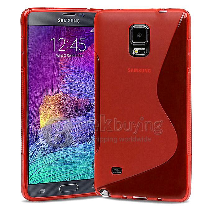 New S-Line TPU Case Fashion Design Cover for Samsung Galaxy Note 4 N9100 - Red