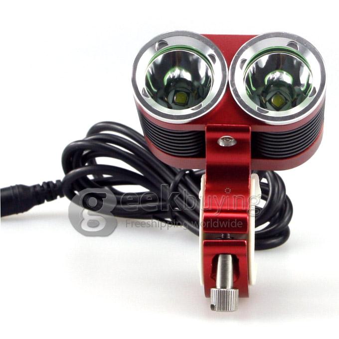 Dark Knight K2C Cree T6 x 2 2400LM Bicycle Lighting Outdoor LED Flashlight with Battery Pack - Red