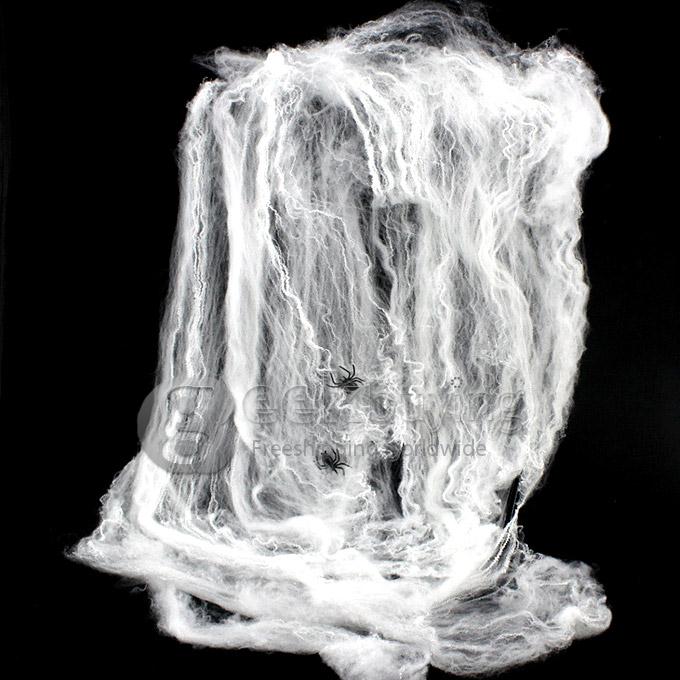 Haunted Halloween Props Dress Supplies Large White Spider Web Cotton with 2 Spider