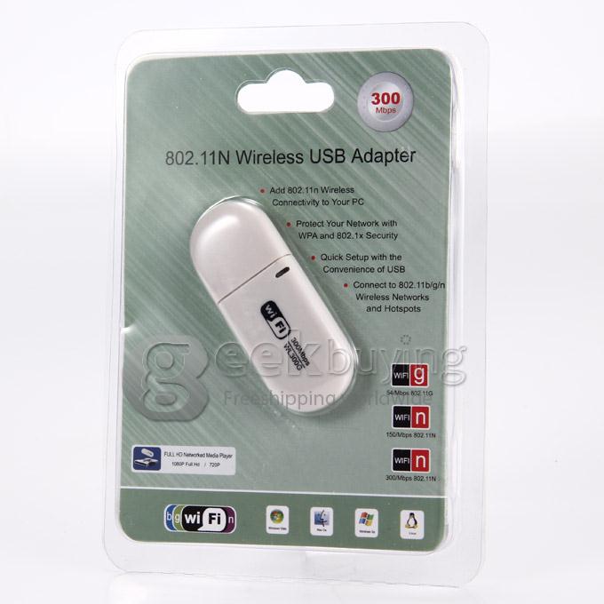 IEEE 802.11 b/g/n 2.4GHz USB 2.0 300Mbps High Speed Wireless WiFi Adapter Dongle for PC Laptop - White