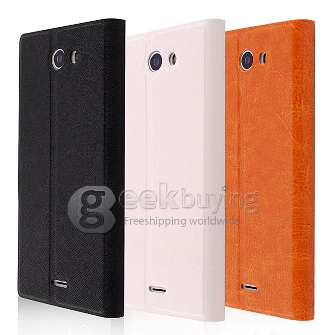 Flip PU Leather Cover Case for iocean X7S-T/X7 HD - White