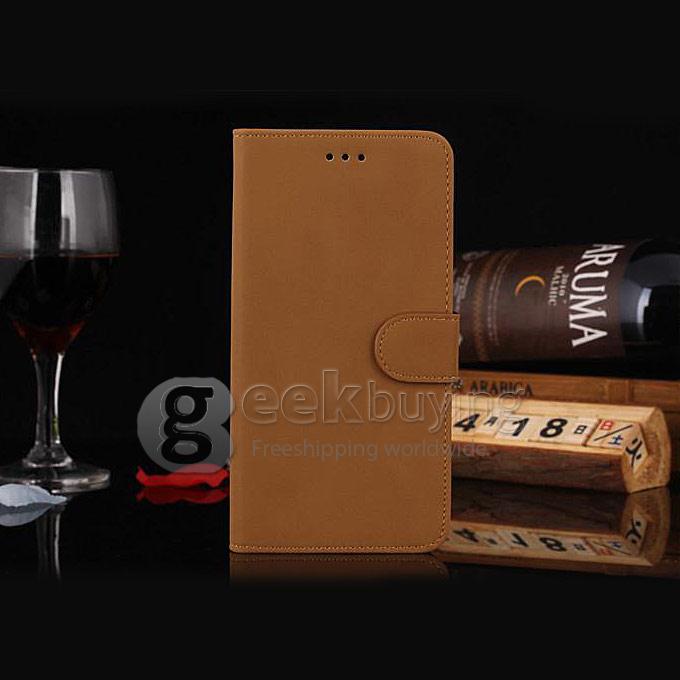 Brand New Genuine Retro Card Leather Protective Case Cover for iPhone 6 Plus - Yellow