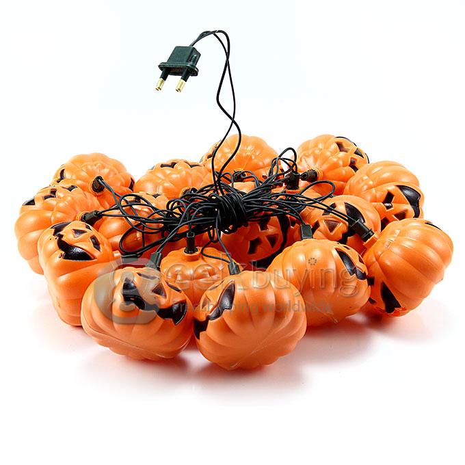 New Halloween Themed Pumpkin String Lights Fairy Decoration Jack Lights with 16 Lanterns - EU Plug