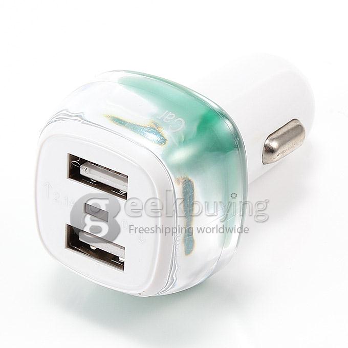 ES-01 Universal 3.1A Dual USB 2 Port Car Charger Adapter for iPhone 6 Plus Samsung Galaxy Cellphone Table GPS - Green