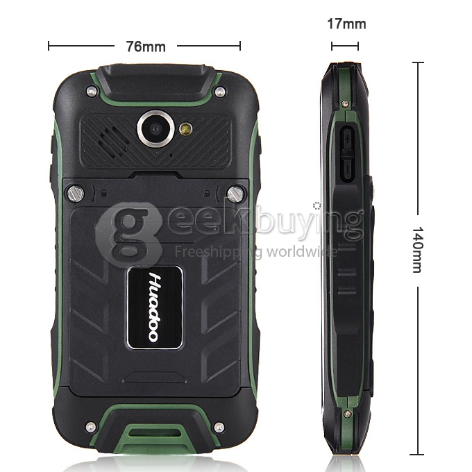 Huadoo V3 IP68 Waterproof MTK6582 Quad Core 1.3GHz Smartphone 4.0 Inch Android 4.4 1GB RAM 8GB ROM 8.0MP 3G GPS - Green