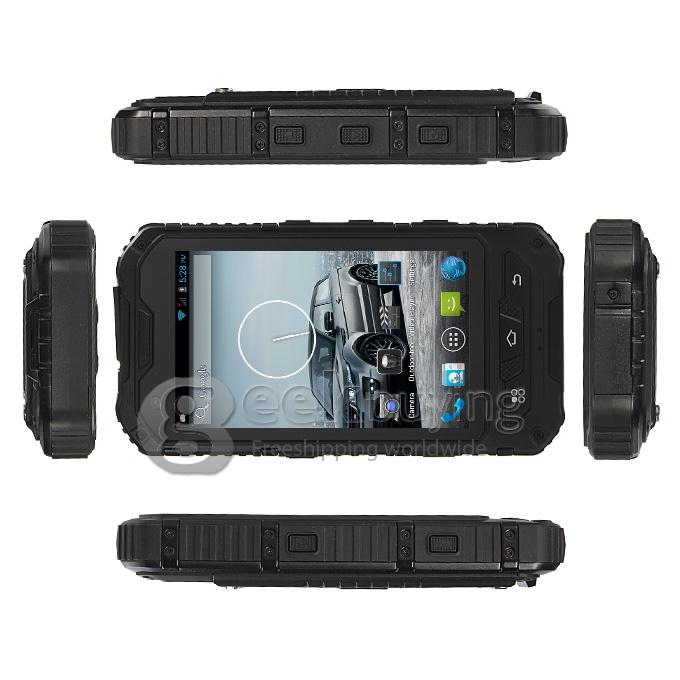 A8 MTK6572W Dual Core 1.2Gzh Smartphone 4.0 Inch Andriod 4.2.2 OS Waterproof Phone 5.0MP IP68 3G/GPS - Black