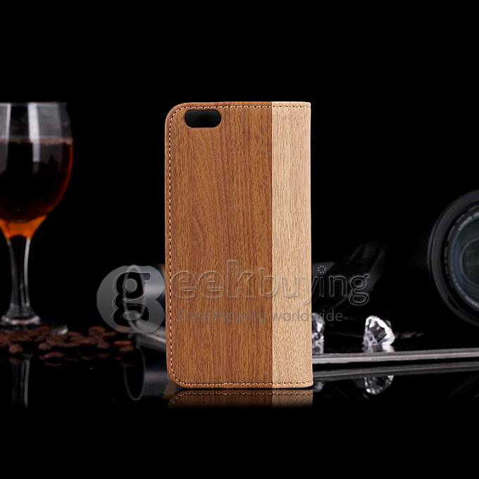 New Style Wooden Pattern Wallet High Quality Leather Case Cover for iPhone 6 Plus - Brown