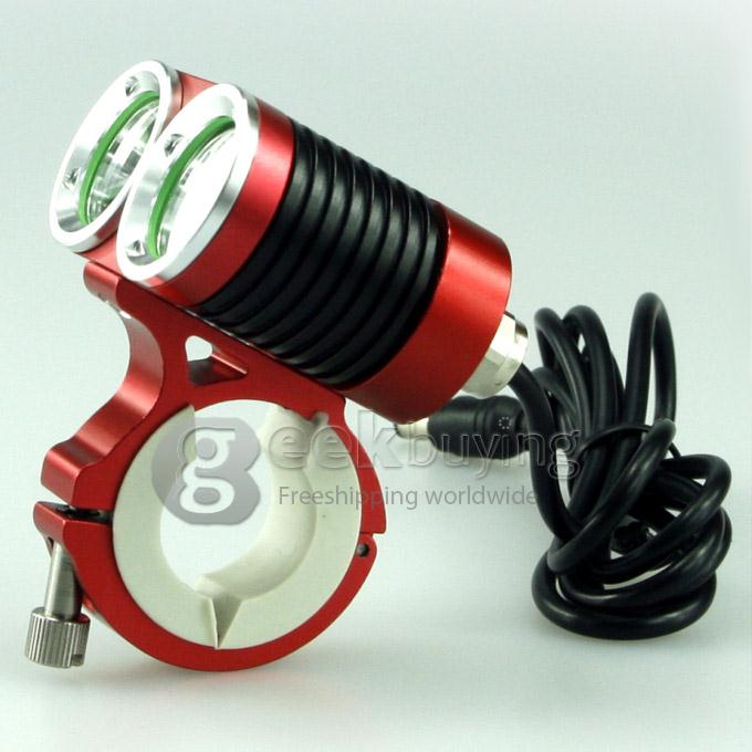 Dark Knight K2C Cree T6 x 2 2400LM Bicycle Lighting Outdoor LED Flashlight with Battery Pack - Red
