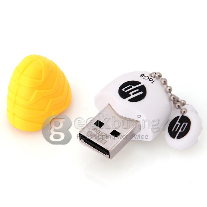 HP V270 Egg Shape 16GB USB 2.0 High Speed Flash Drive U Disk Memory Stick USB Drive with Keychain - Yellow + White