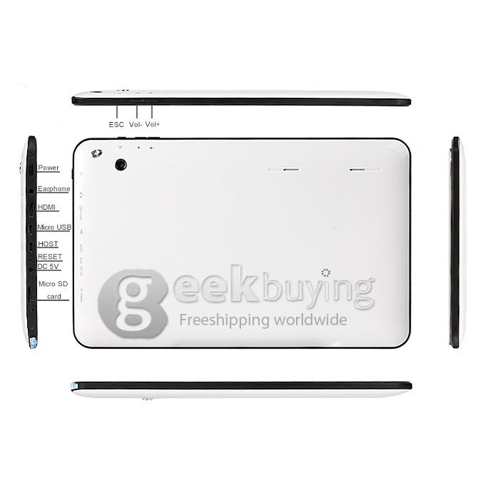 PL770 Allwinner A31S Quad-Core 10 Inch Tablet PC Android 4.4 OS 1GB/16GB BT Dual Cameras HDMI - White+Black
