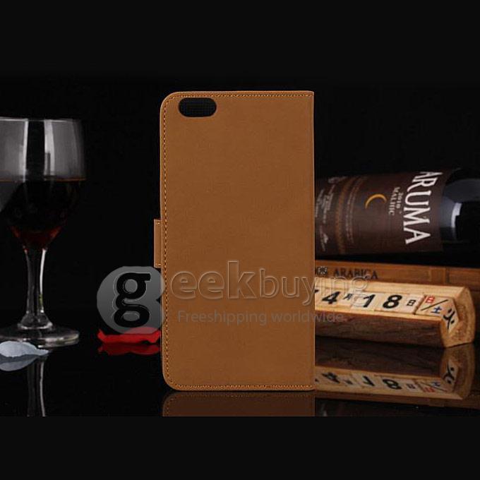 Brand New Genuine Retro Card Leather Protective Case Cover for iPhone 6 Plus - Yellow