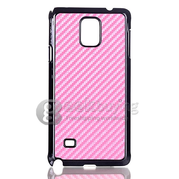 Brand New Carbon Fibre Unique Design Hard Cover Case for Samsung Galaxy Note 4 - Pink