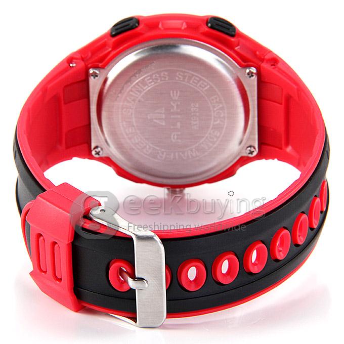 ALIKE AK9132 LED Alloy Digital Quartz Rubber Strap 50 Meters Waterproof Sport Utility Wrist Watch - Red