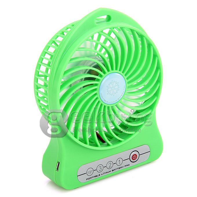 Super Big Wind Portable 3 Gears USB / Batery Fan with 2200mAh 16850 Lithium Battery Working Time 7.5 Hours - Green