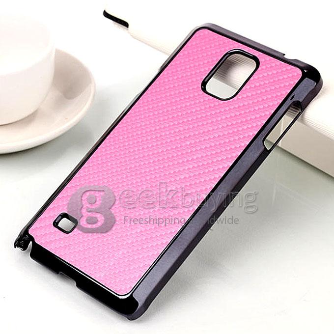 Brand New Carbon Fibre Unique Design Hard Cover Case for Samsung Galaxy Note 4 - Pink