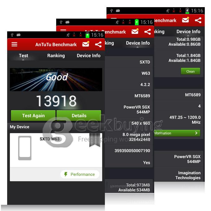 W63/S09 MTK6589 Quad Core 1.2Gzh 4.3 inch Android 4.2 Smartphone 1GB RAM 4GB ROM Waterproof Dustproof Shockproof 3G/GPS - Black
