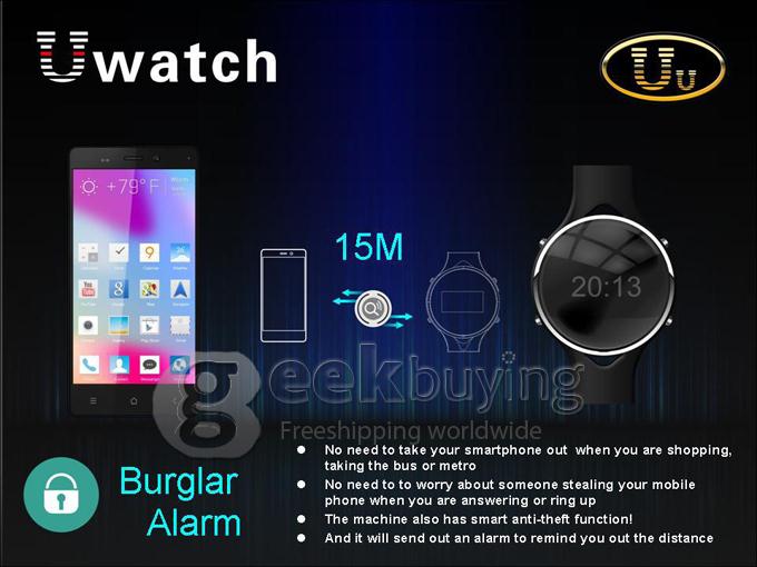 Uwatch Uu Waterproof Smart Bluetooth Watch Pedometer Multimedia Anti-lost Remote Capture for Voice Calls - White