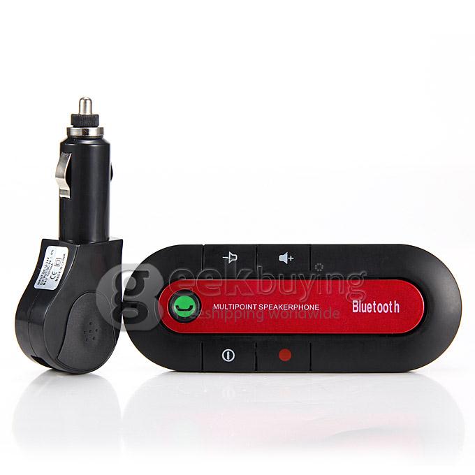 Universal Bluetooth V3.0 Wireless Handsfree Speaker Phone Speaker with Car Charger Kit - Black + Red