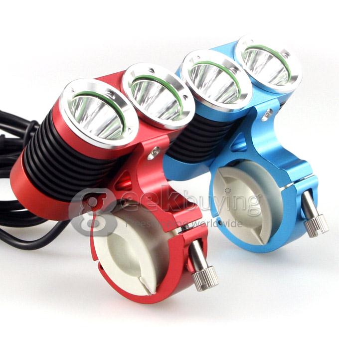 Dark Knight K2C Cree T6 x 2 2400LM Bicycle Lighting Outdoor LED Flashlight with Battery Pack - Red