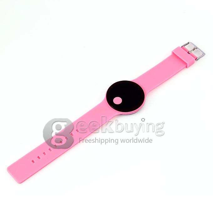 Unisex Rubber Band LED Digital Wrist Watch Timepiece with Touch Button - Pink