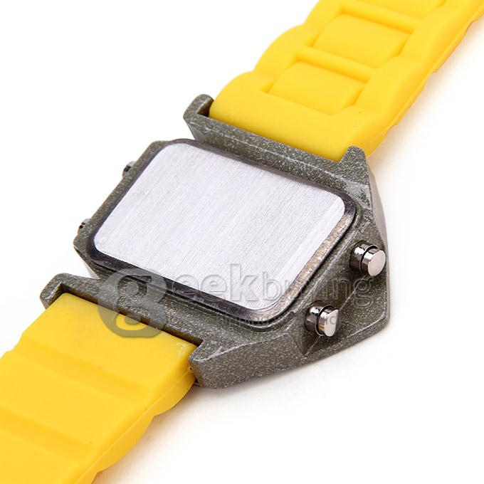 Fashion Unisex Aircraft Quartz Ceramic Silicone Strap Digital LED(different light colors to choose) Wrist Watch - Yellow
