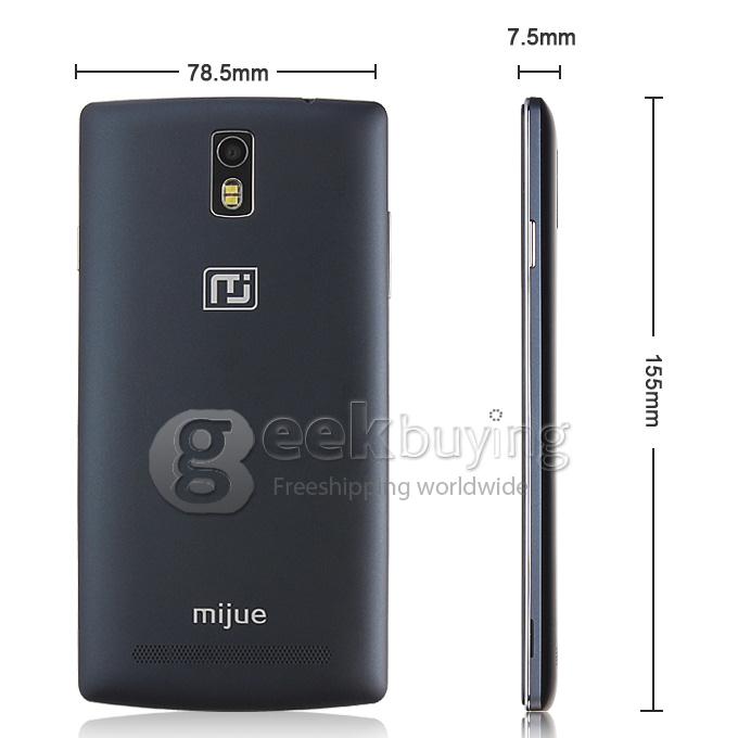 MIJUE M580 MTK6582 Quad Core 1.3GHz 5.5 Inch Android 4.4 OS Smartphone Dual SIM Dual Camera 1GB RAM 8GB ROM IPS Screen 3G GPS 8MP - Black