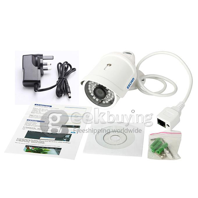 ESCAM QD320 H.264 720P Dual Stream 3.6MM Day / Night Waterproof IP Camera Support Motion Detection